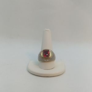 14ktgf ring with synthetic red ruby gemstone